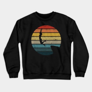 Cliff Diving Silhouette On A Distressed Retro Sunset graphic Crewneck Sweatshirt